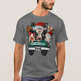 T-shirt Merry Christmas Western Farm Animals Vegan Cow Pig