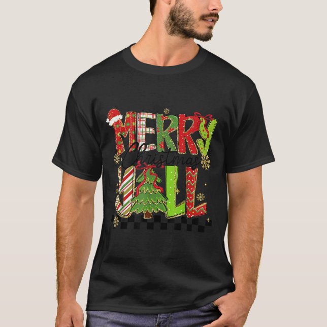T-shirt Merry Christmas Y’all Southern Christmas Tree Girl (Devant)