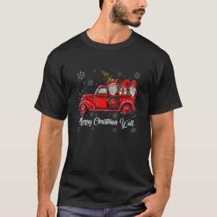 T-shirt Merry Christmas Y'all Gnomes Santa Retro Red Truck