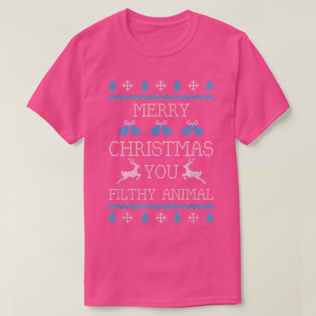 T-shirt Merry Christmas You Filthy Animal  (Design devant)