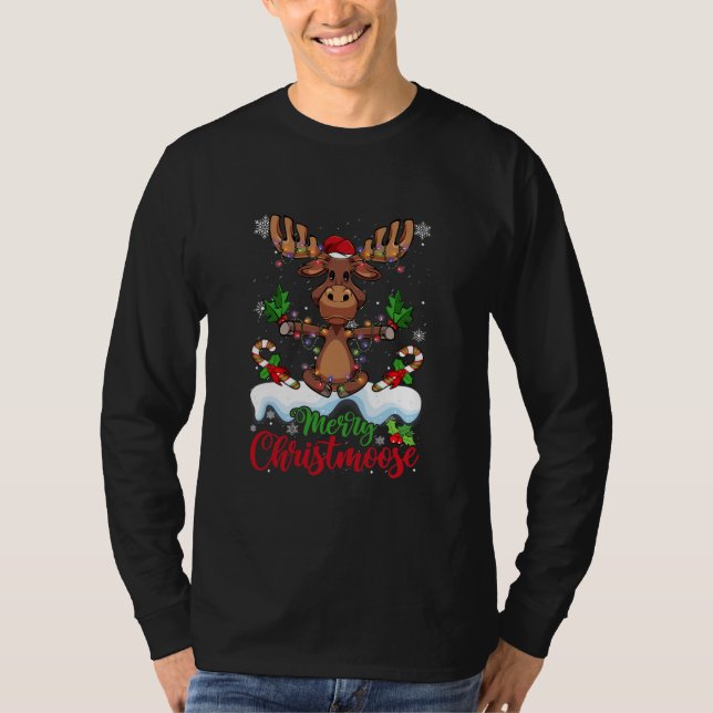 T-shirt Merry Christmoose Christmas Moose Xmas Tree (Devant)