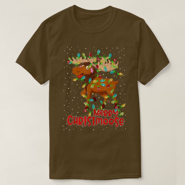 T-shirt Merry Christmoose Funny Christmas Moose Xmas Tree (Design devant)