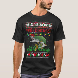T-shirt Merry Christmusk Musky Muskie Muskellunge Angler E