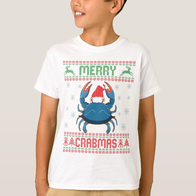 T-shirt Merry Crabmas Funny Crab Ugly Christmas Sweater (Devant)