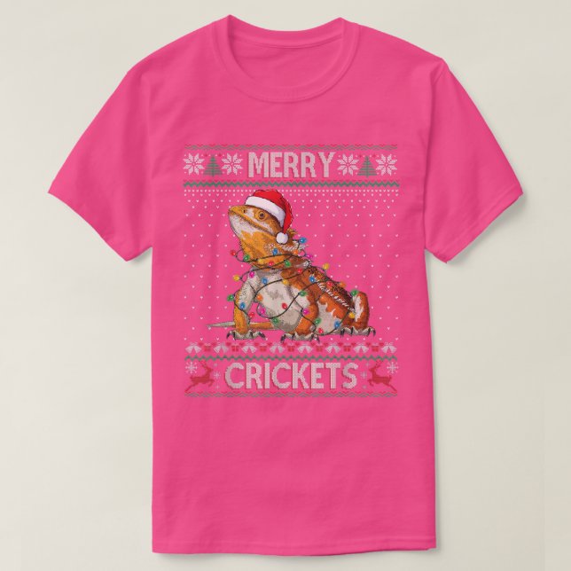 T-shirt Merry Crickets Bearded Dragon Ugly Sweater Christm (Design devant)