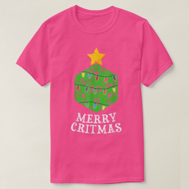 T-shirt Merry Critmas 20 Sided Dice RPG Christmas Holiday  (Design devant)