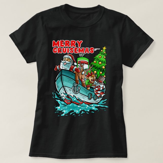 T-shirt Merry Cruisemas bateau de croisière Santa Claus No (Design devant)