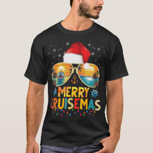 T-shirt Merry Cruisemas Santa Hat Retro Cruise Ship Christ