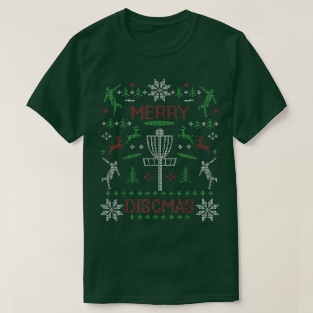 T-shirt Merry Discmas Disc Golf Ugly Christmas Sweater Par (Design devant)