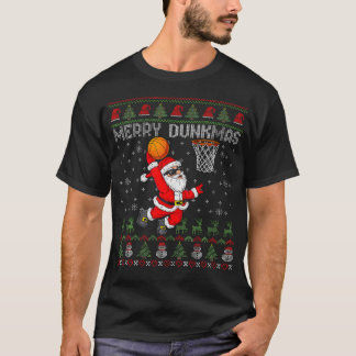 T-shirt Merry Dunkmas Santa Claus Basketball Ugly Christma
