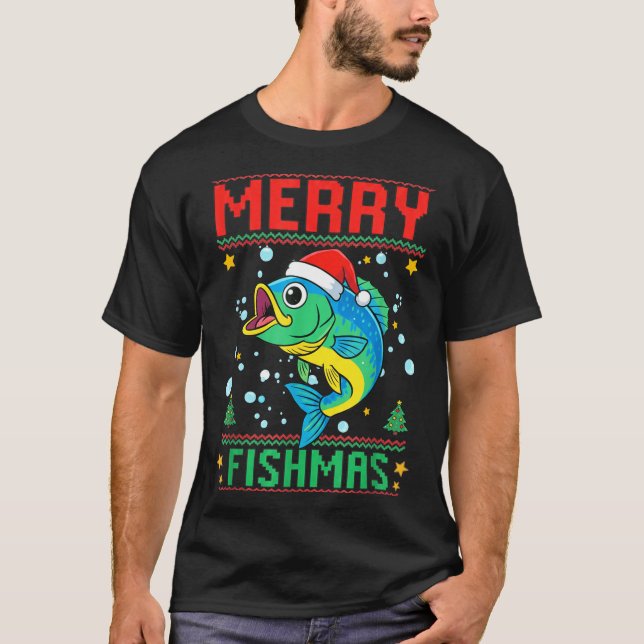T-shirt Merry Fishmas B Fish Fishing Christmas  (Devant)