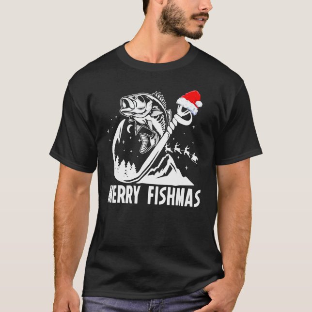 T-shirt Merry Fishmas Christmas Fishing Holiday (Devant)
