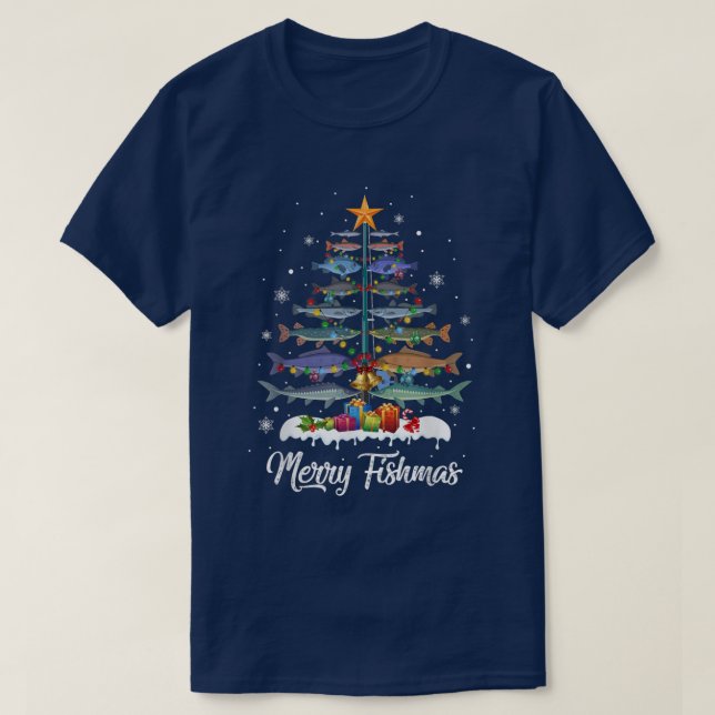 T-shirt Merry Fishmas Christmas Tree Xmas Pajama  (Design devant)