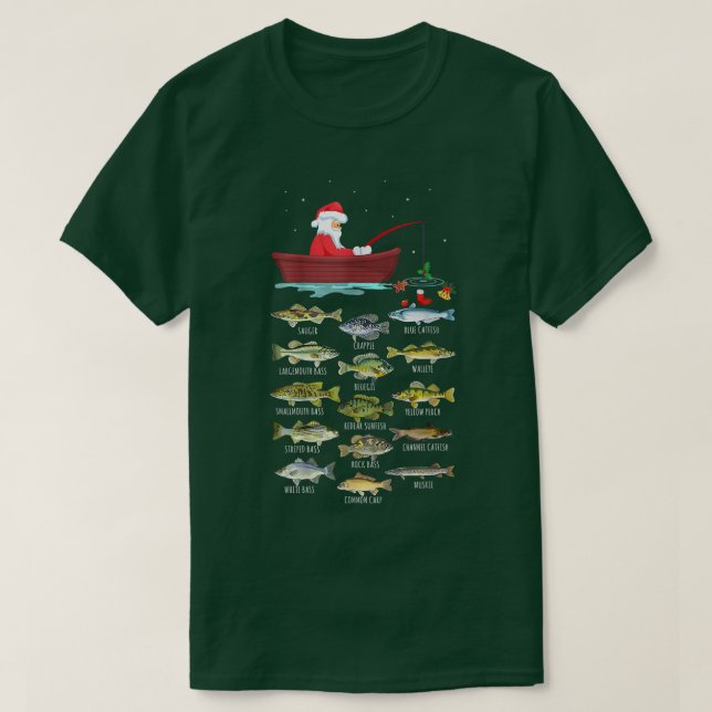 T-shirt Merry Fishmas Drôle Pêche Feux de Noël (Design devant)