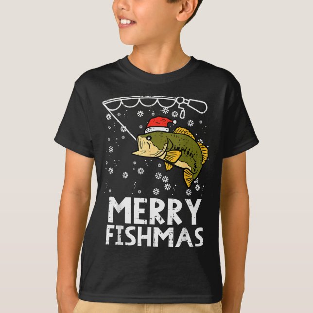 T-shirt Merry Fishmas Fish Fishing Xmas Christmas Dad Men  (Devant)