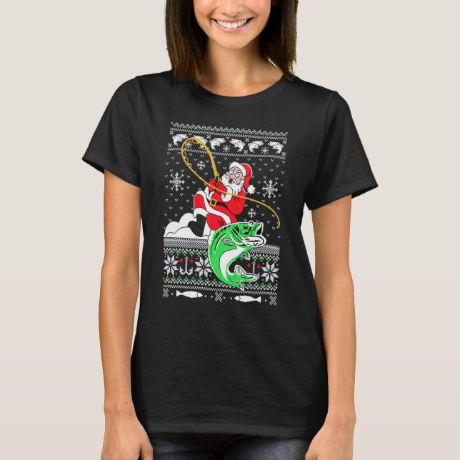 T-shirt Merry Fishmas Fisherman Santa Ugly Christmas Costu (Devant)