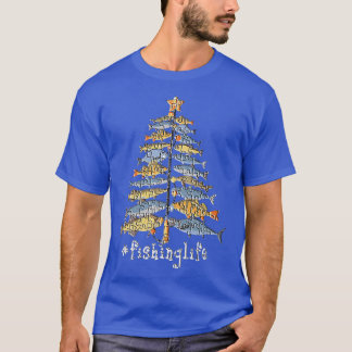 T-shirt Merry Fishmas Funky Christmas Tree Lights Fish Fis