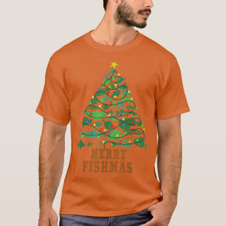 T-shirt Merry Fishmas Funky Christmas Tree Lights Fish Fis