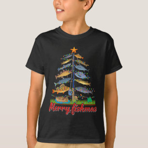 T-shirt Merry Fishmas Funny Fisher Christmas Tree Fishing