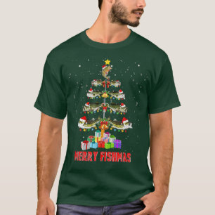 T-shirt Merry Fishmas Funny Noël Arbre Lumières Poissons F