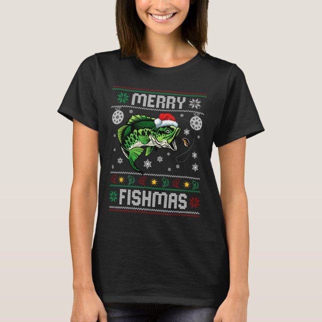 T-shirt Merry Fishmas Funny Pêcheur de poisson laide Ch (Devant)