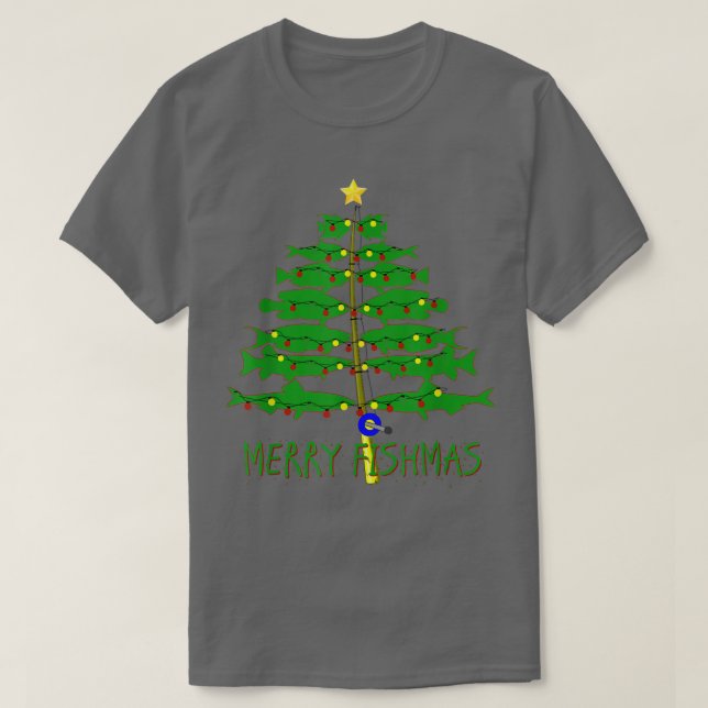 T-shirt Merry Fishmas Joyeux sapin de Noël Pêche amusante (Design devant)