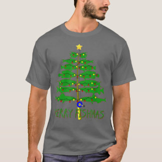 T-shirt Merry Fishmas Joyeux sapin de Noël Pêche amusante