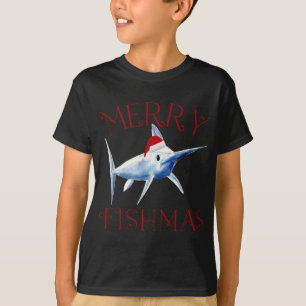 T-shirt Merry Fishmas Marlin Santa Hat Noël