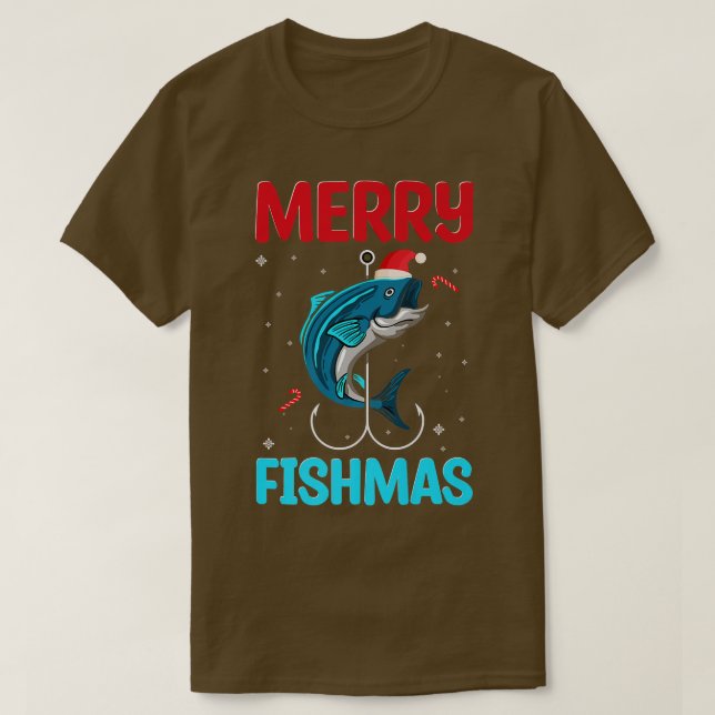 T-shirt Merry Fishmas Noël Funky Fishing Fish Père Noël S (Design devant)