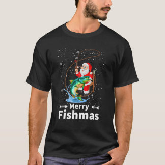 T-shirt Merry Fishmas Père Noël Funny Fishing Père Noël Cu