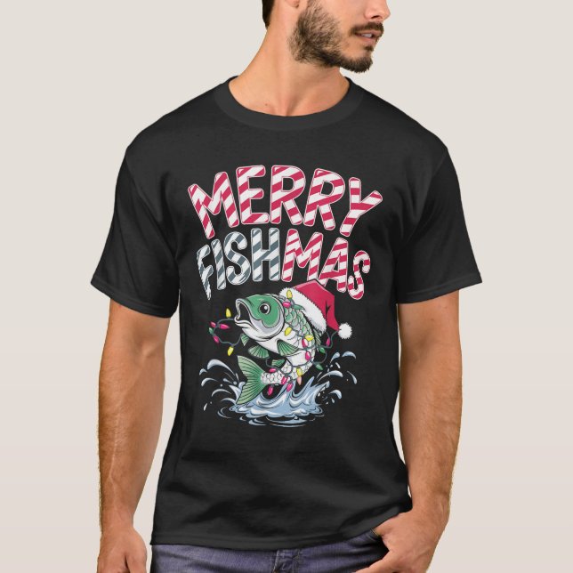 T-shirt Merry Fishmas Santa Fishing Lovers Funny Fisherman (Devant)