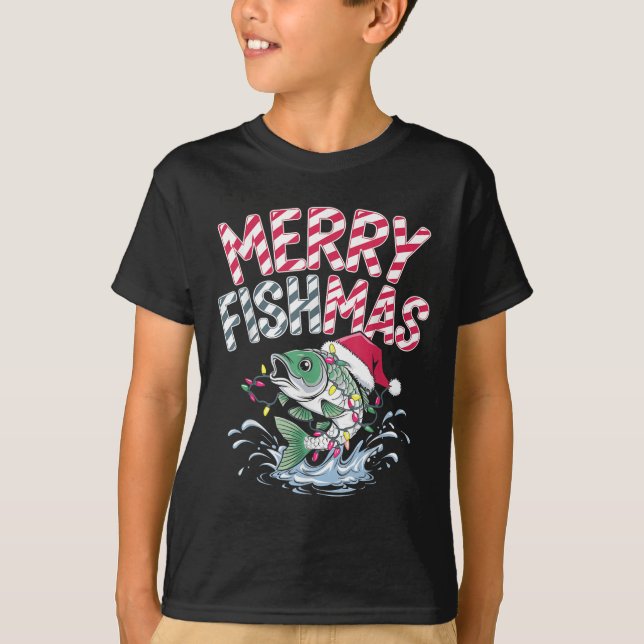 T-shirt Merry Fishmas Santa Fishing Lovers Funny Fisherman (Devant)