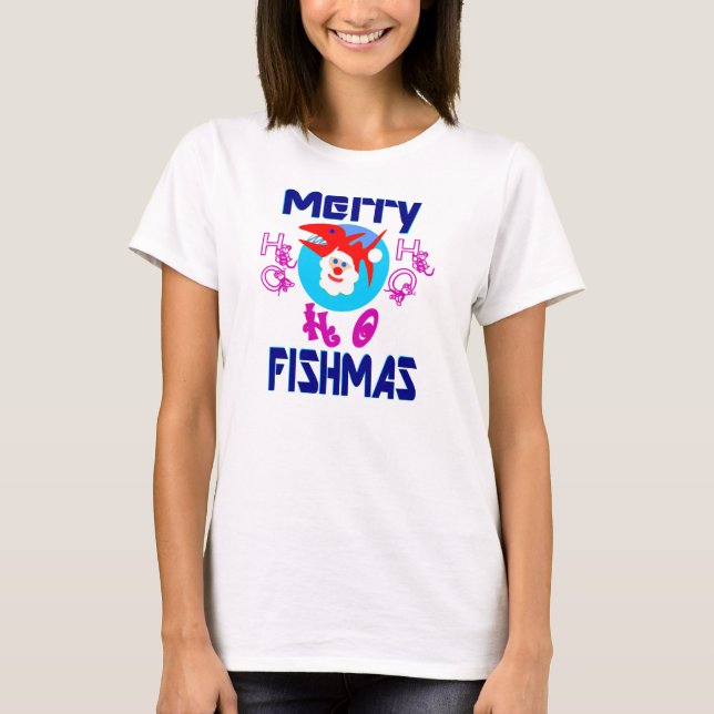 T-shirt ♫ ♥ Merry FishMas-SantaFish Funny Long Sleeve Tee  (Devant)
