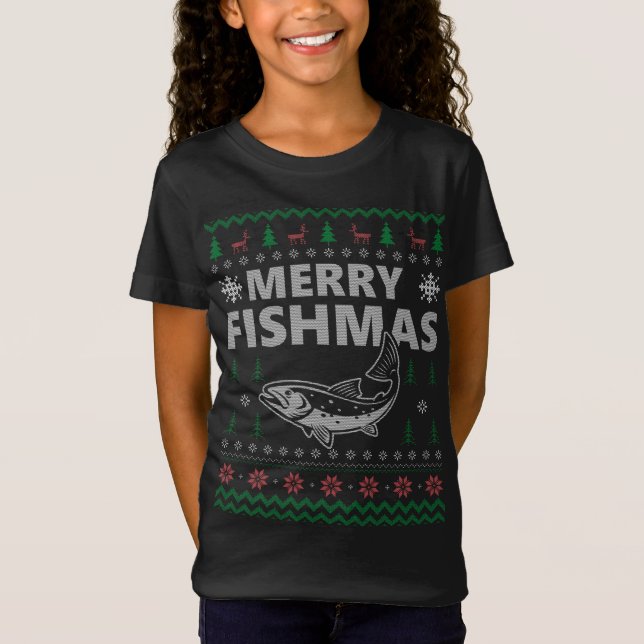 T-Shirt Merry Fishmas Vilain Pyjama Costume de Noël Fishma (Devant)