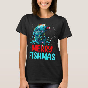 T-shirt Merry Fishmas Xmas Pêche Pêcheur Poisson Noël