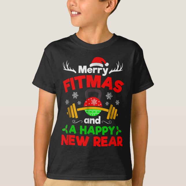 T-shirt Merry Fitmas And A Happy New Year  (Devant)