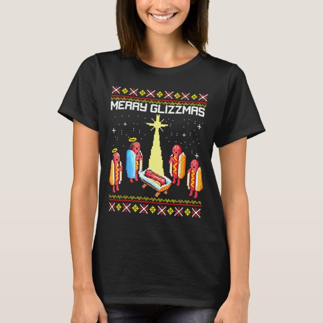 T-shirt Merry Glizzmas Tacky Funny Merry Christmas Hotdogs (Devant)