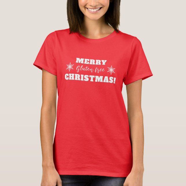 T-shirt Merry Gluten Free Christmas Cute Celiac (Devant)