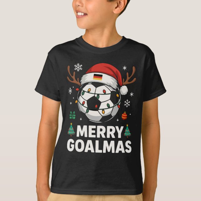 T-shirt Merry Goalmas - Funny Soccer Christmas (Devant)
