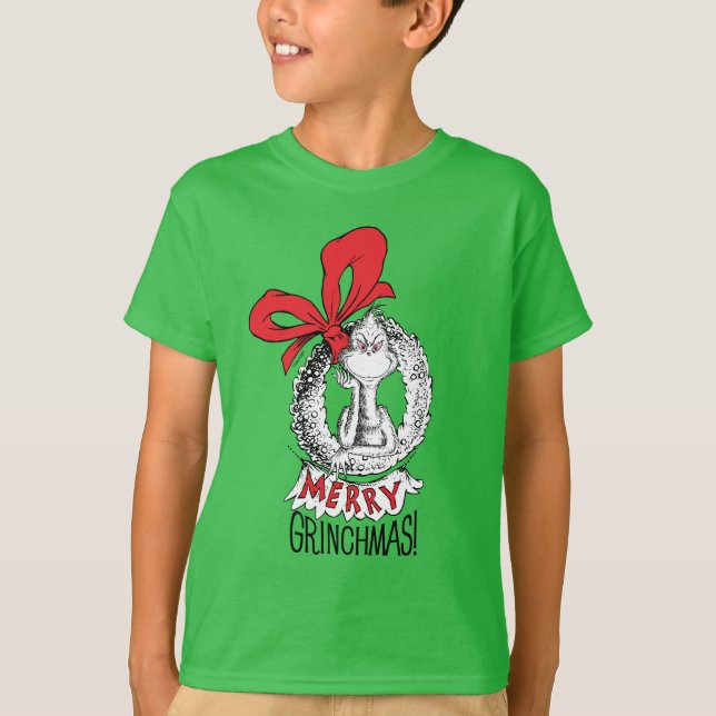 T-shirt Merry Grinchmas Wreath (Devant)