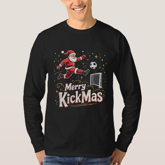 T-shirt Merry Kickmas Funny Santa Claus Amateurs de footba (Devant)