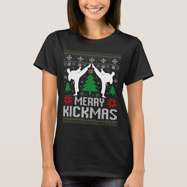 T-shirt Merry Kickmas Karate Jiu Jitsu Ugly Christmas Xmas (Devant)