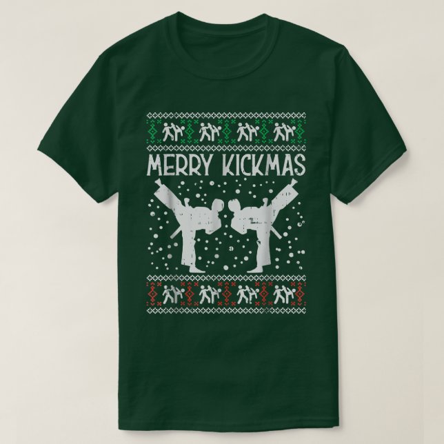 T-shirt Merry Kickmas Ugly Christmas Karate Jiu Jitsu Mart (Design devant)