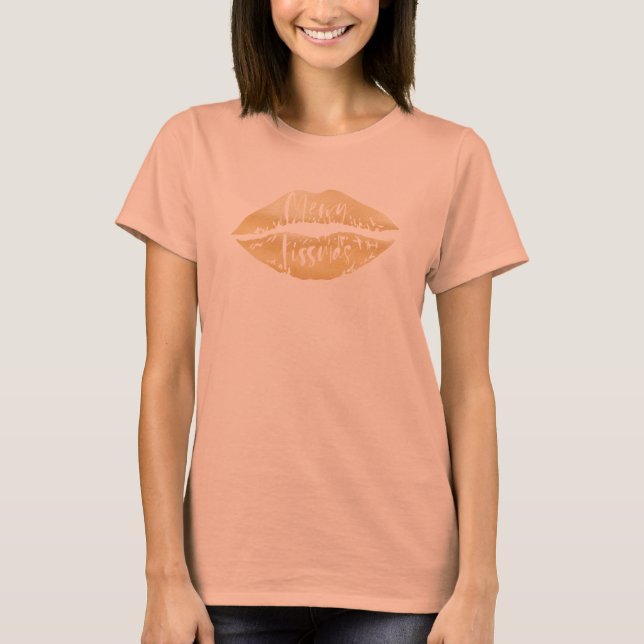 T-shirt Merry kissmas Brush Script Lips or (Devant)