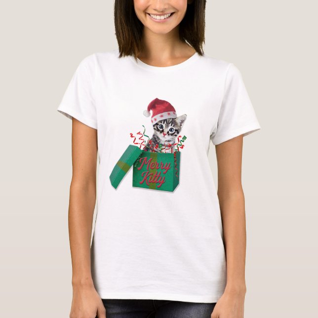 T-shirt Merry Kitty, Joyeux Noël (Devant)