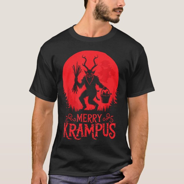T-shirt Merry Krampus Christmas Xmas Horror Ugly Sweater E (Devant)