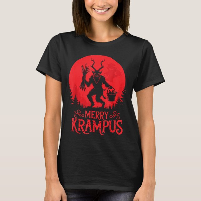 T-shirt Merry Krampus Christmas Xmas Horror Ugly Sweater E (Devant)