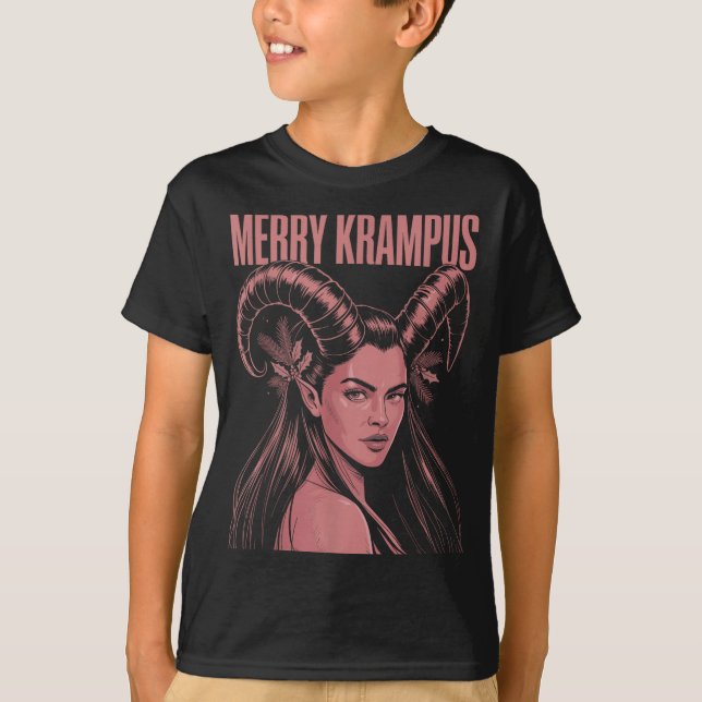 T-shirt Merry Krampus Ironic Lilith Christmas Dark Feminin (Devant)