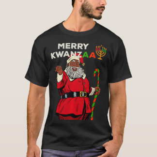 T-shirt Merry Kwanzaa Santa Black Christmas African Americ