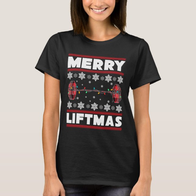 T-shirt Merry Liftmas Fun Christmas Gym Workout Fitness Gi (Devant)